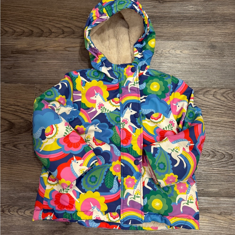 Mini Boden Unicorn Sherpa Lined Parka 2-3y